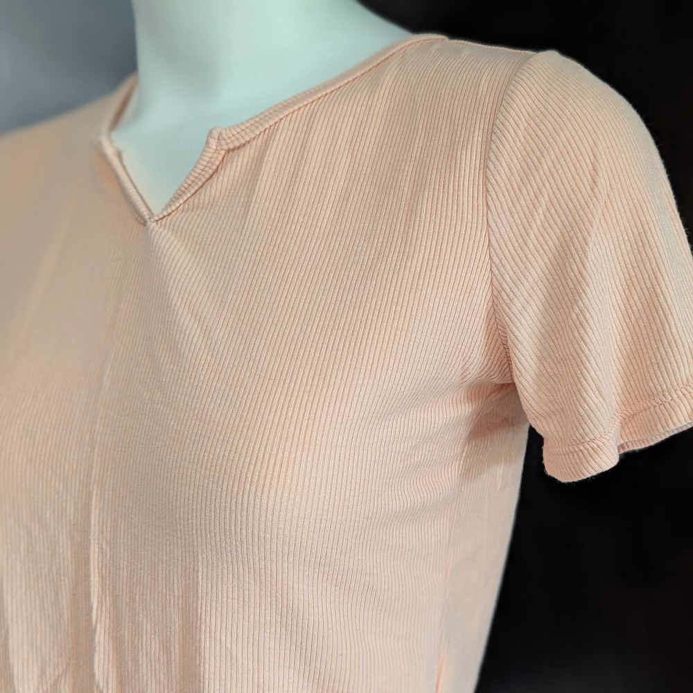 Essentials Peach Short Sleeve Ribbed Top - Picture 2 of 7